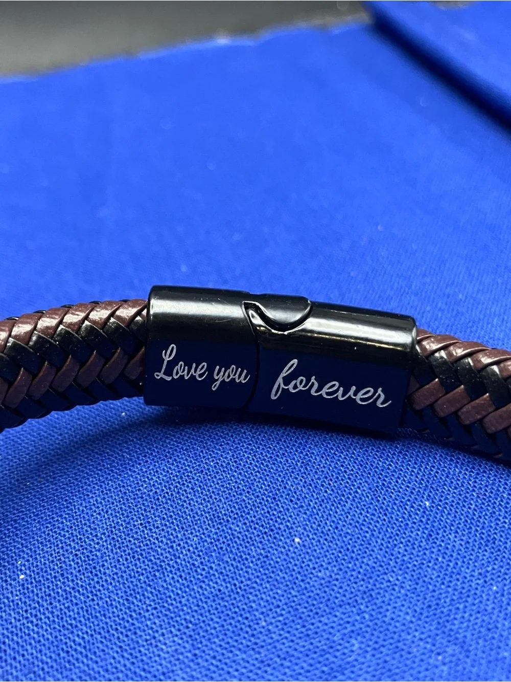 Joycuff Infinite Black Braided Leather Men’s Bracelet with Decorative Clasp
